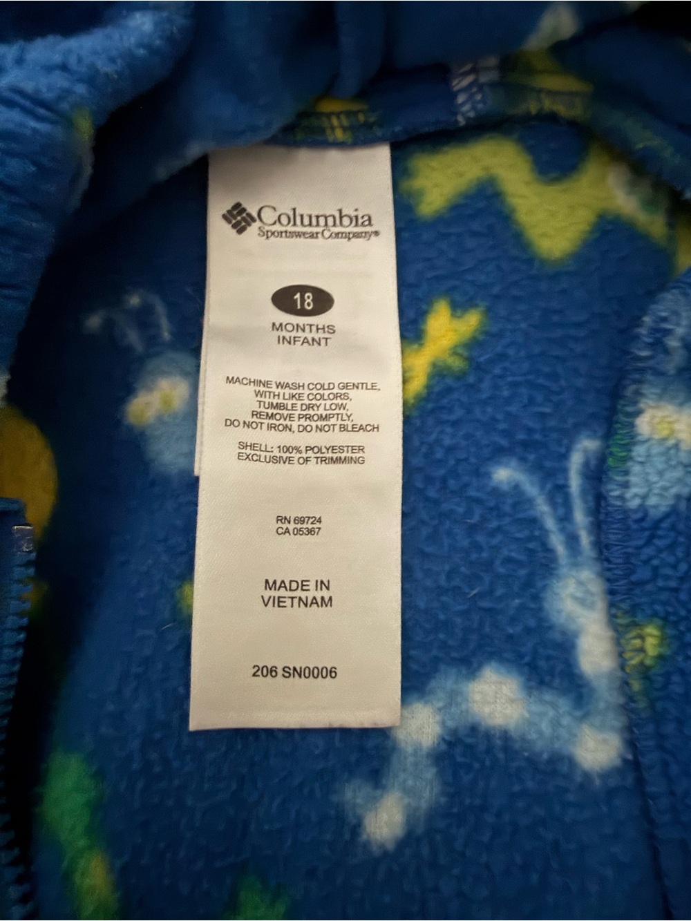 Columbia Blue Fleece (Yellow & Green Accents)